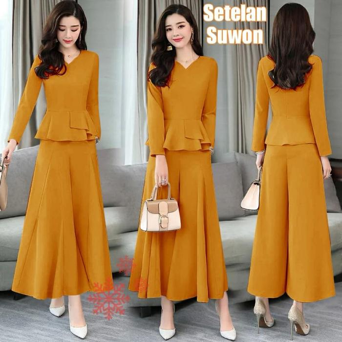setelan suwon mustard moscrepe