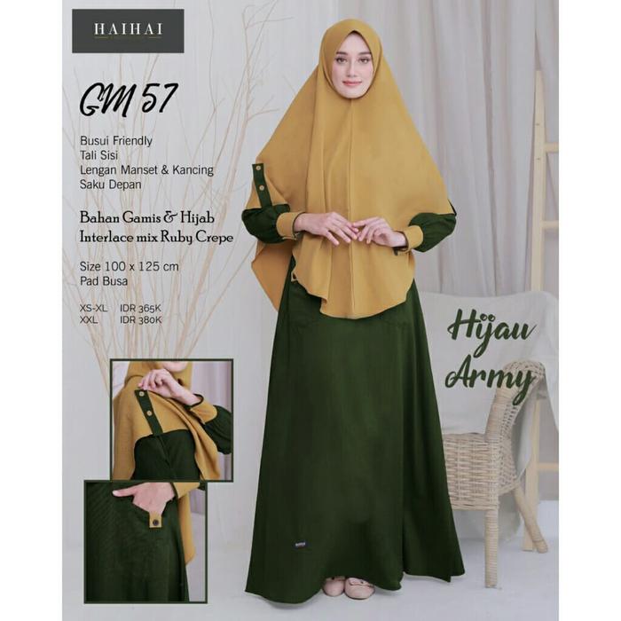 Set Hijab dan Gamis Dewasa Haihai GM57
