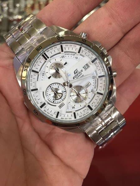 Jam Casio Edifice EFR 556D - 1A2VUDF Stainless SIlver Dial White