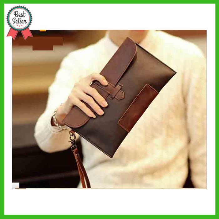 Clutch Handbag model panjang warna coklat pria/wanita import tumi pouc