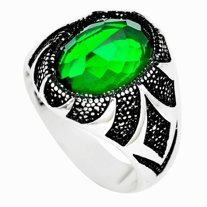 CINCIN TURKEY 6.53cts green emerald quartz topaz 925 silver size 11