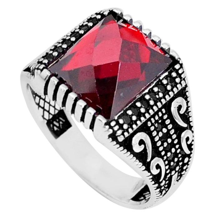 CINCIN TURKEY 5.81cts red garnet quartz topaz 925 silver size 10.5