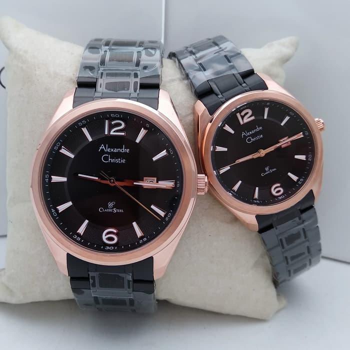 Alexandre christie 8583 black rosegold jam tangan pria wanita ac 8583