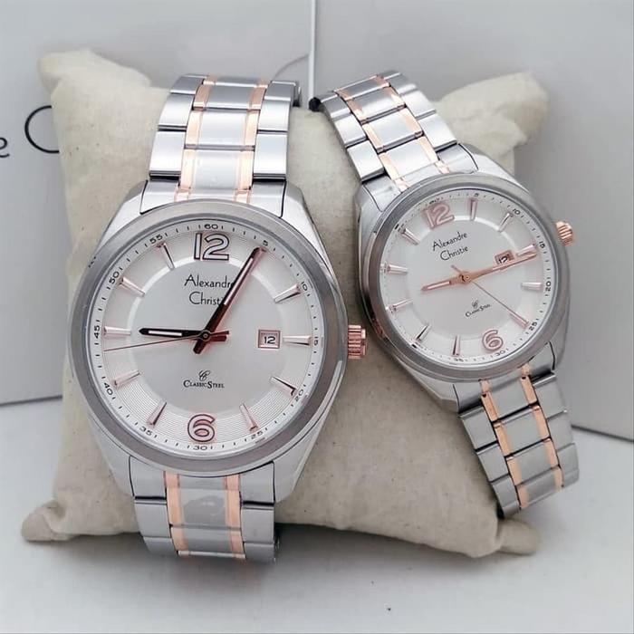 Alexandre christie 8583 silver rosegold jam tangan pria wanita ac 8583