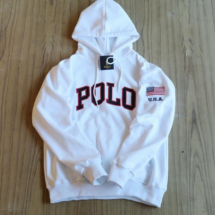 Sweater hoodie Polo putih