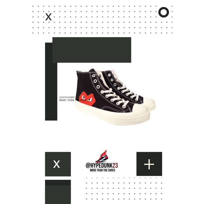 Sepatu Ventela BTS Play CDG High Cut Original Black (Hitam)