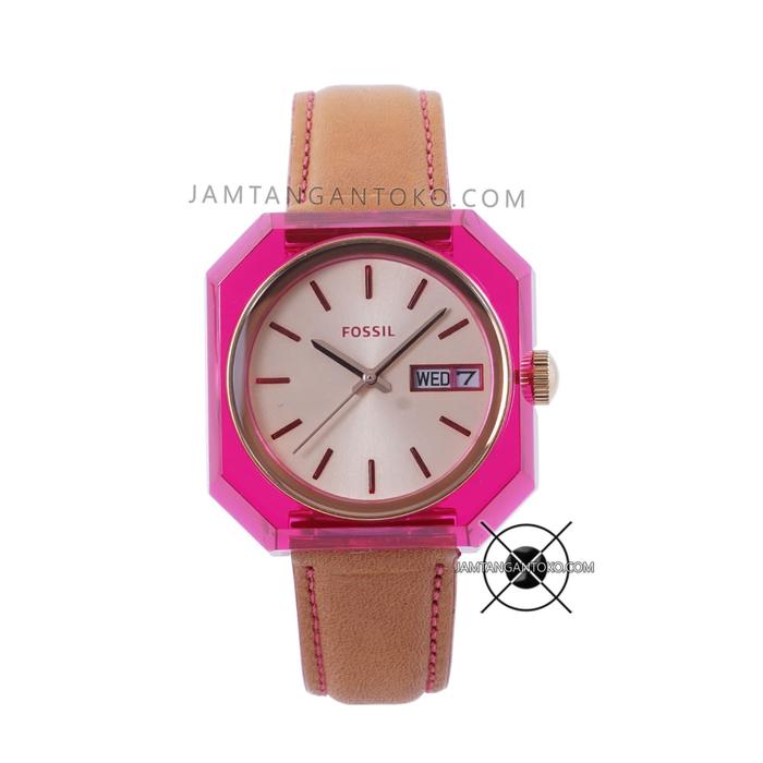 [ORIGINAL] Jam Tangan Fossil Wrist Pop Pink Magenta ES3539 Transparan