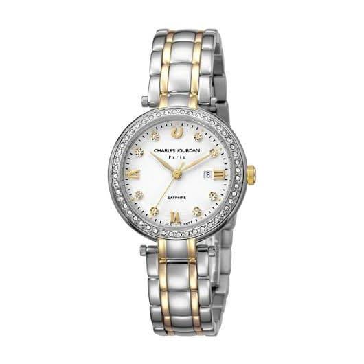CHARLES JOURDAN CJ1007-2113S,ladies,silver kombinasi gold,ada tanggal.