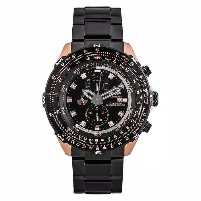 Jam Tangan Pria Expedition Original Altimeter E3005 Black Rosegold