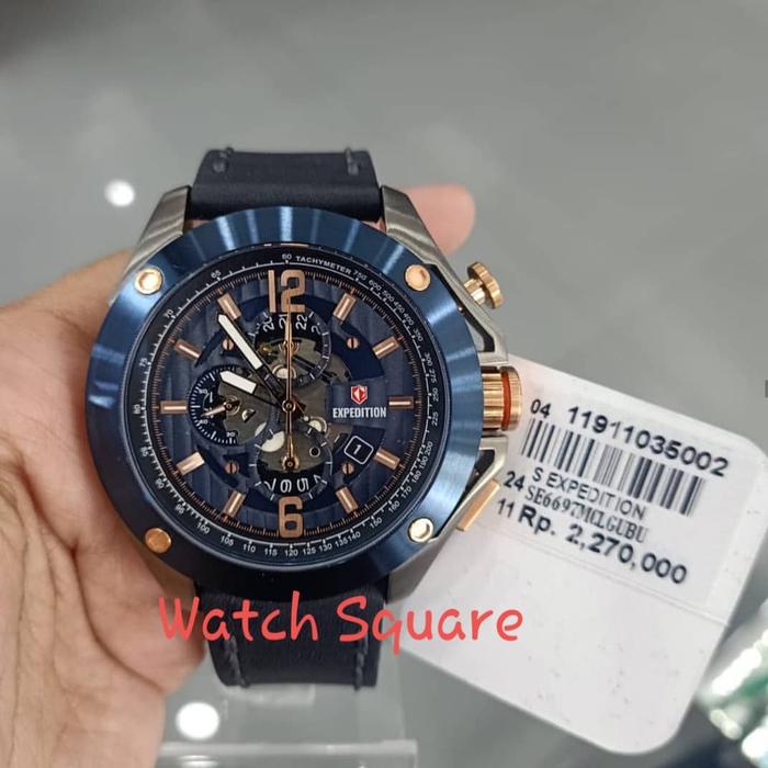 Jam Tangan Pria Expedition Original Chronograph E6679 Blue Grey