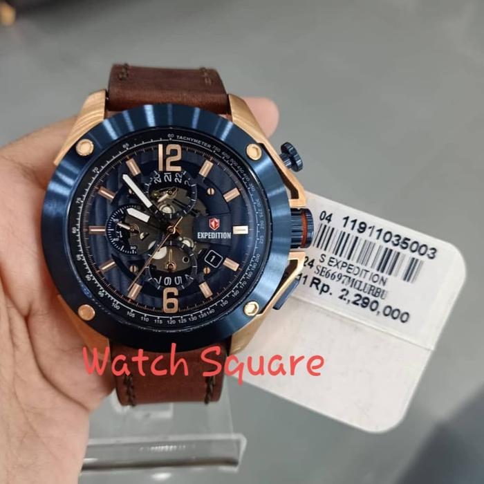 Jam Tangan Pria Expedition Original Chronograph E6679 Blue Rosegold