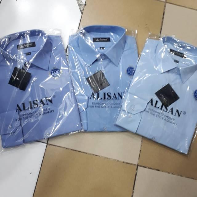 Kemeja Alisan Polos Reguler Biru Muda B3 B2 B1 Lengan Panjang