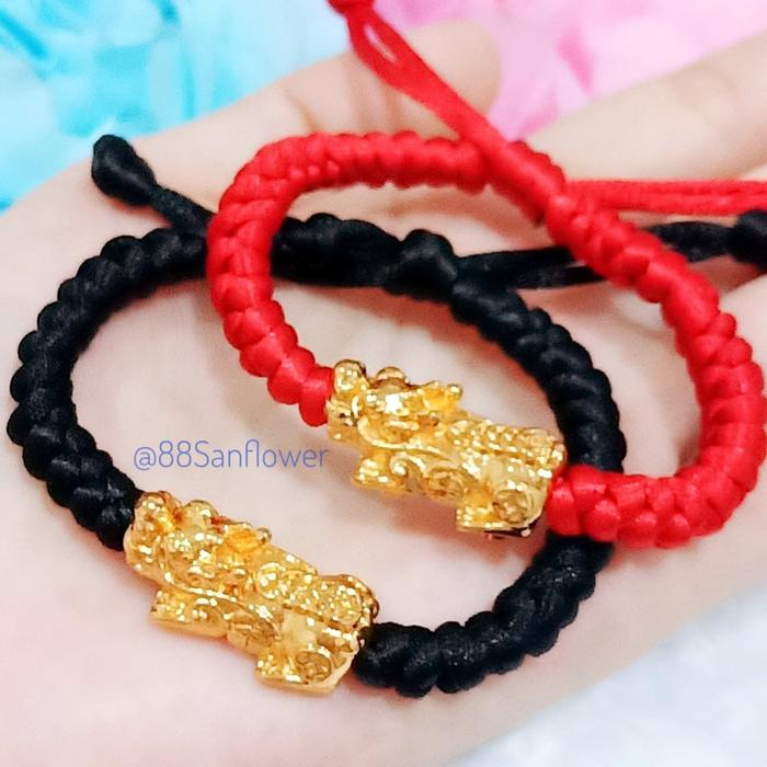 GELANG TALI NAGA EMAS - Perhiasan XUPING Gelang Tali Merah Hitam