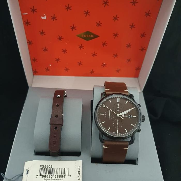 Jam Pria Merek Fossil FS5403 & FS 5403 Fullset Gelang 4.2cm Original