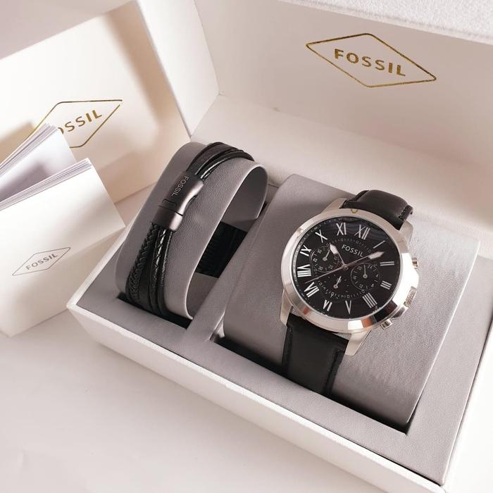 Jam Pria Fossil FS 4812 & FS 4813 Fullset Gelang Original 4.4cm