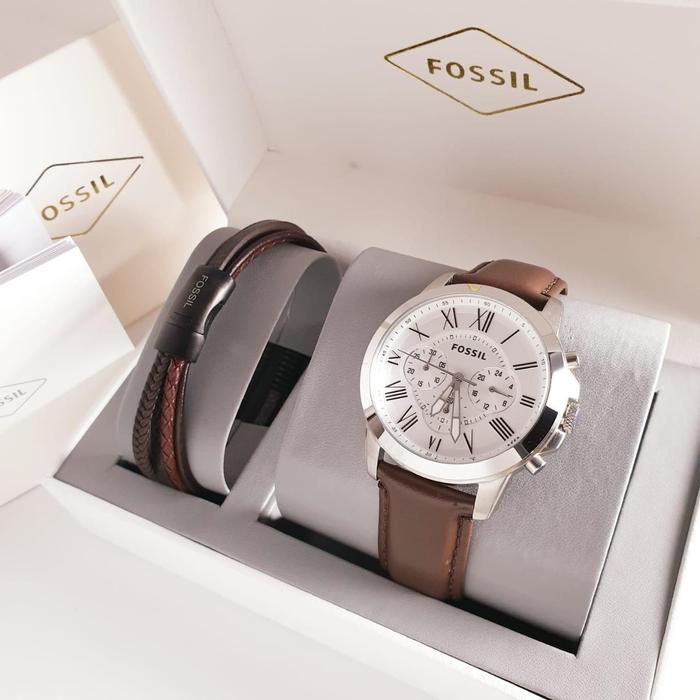 Jam Pria Fossil FS 4735 & FS 5085 Fullset Gelang Original 4.4cm
