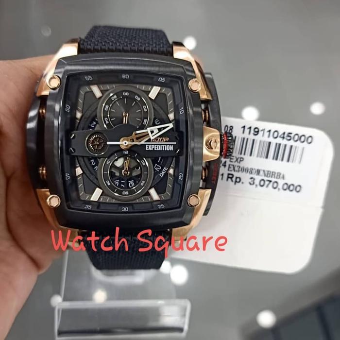 Jam Tangan Pria Expedition Original Chronograph EXP3008 Black Rosegold