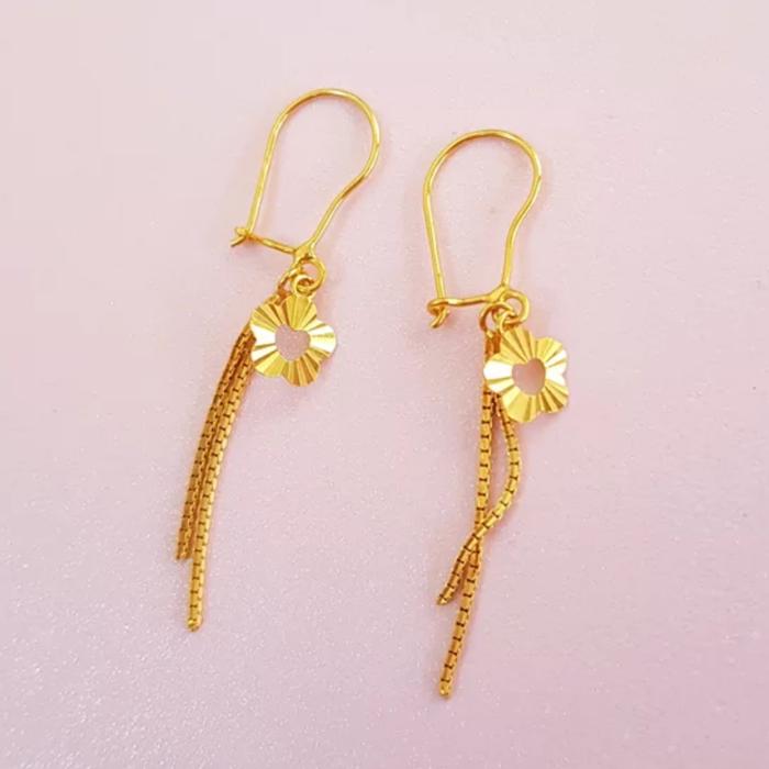 Anting Emas asli model panjang bunga Kadar 700 Emas 22 karat