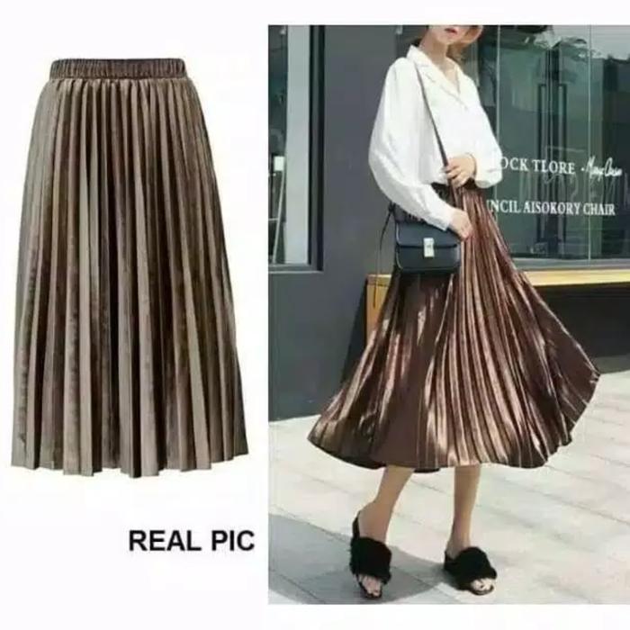 ROK PLISKET 7/8 VELVET IMPORT, ROK MIDI BELUDRU IMPORT