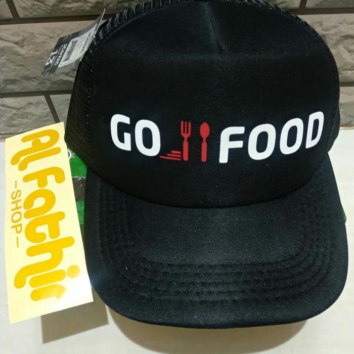 Topi Gojek gofood TF008 - Trucker Hat Jaring - Hitam Polyflex - Murah