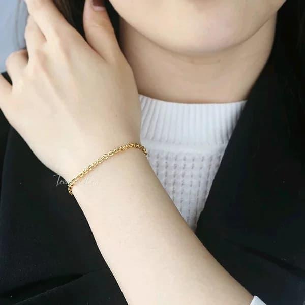 Gelang Wanita Rantai Kecil Titanium Emas Gold