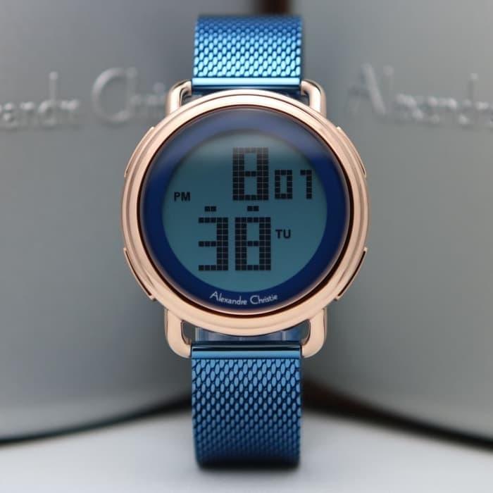 Jam Tangan Wanita Alexandre Christie AC 9227 LED Original - Blue Rose