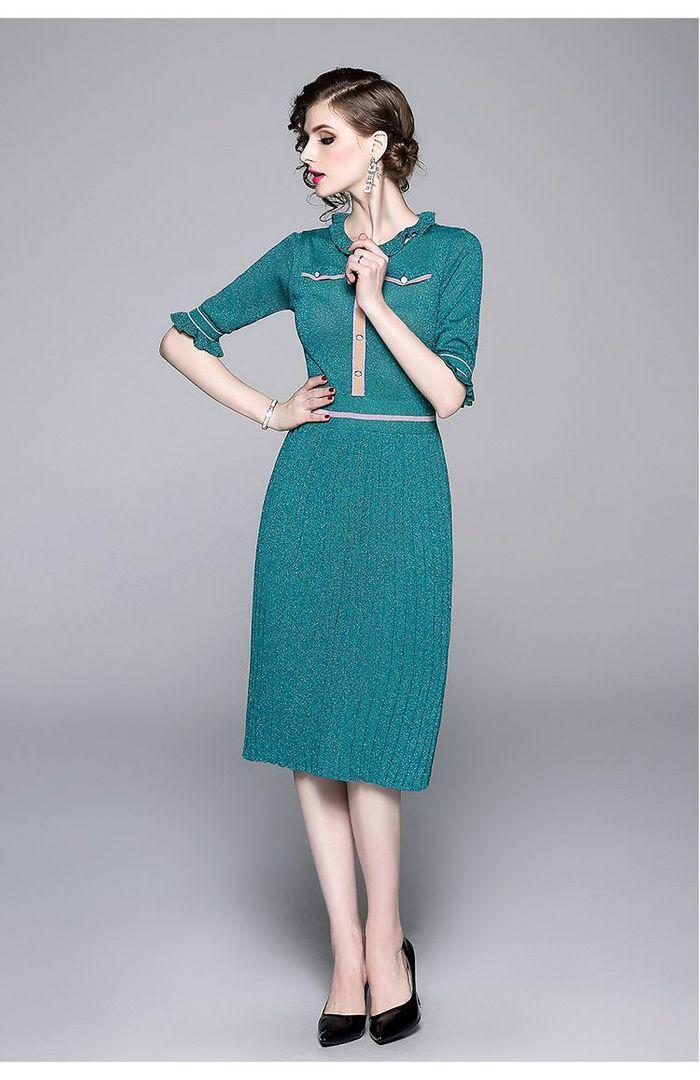Midi Dress Premium Korea Sexy Emerald Green Casual Import