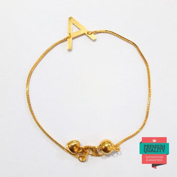 Murah Gelang HWT huruf A emas asli kadar 875 Elegan