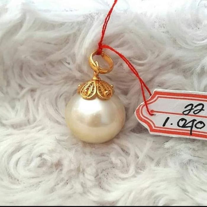 liontin kalung emas 22 karat mutiara laut asli lombok original