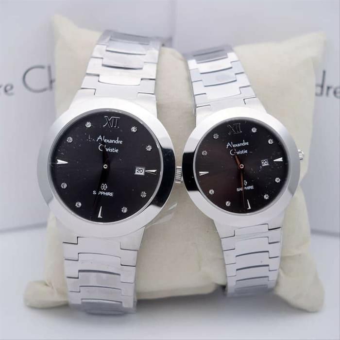 Alexandre christie 8569 silver jam tangan pasangan AC 8569 Sapphire