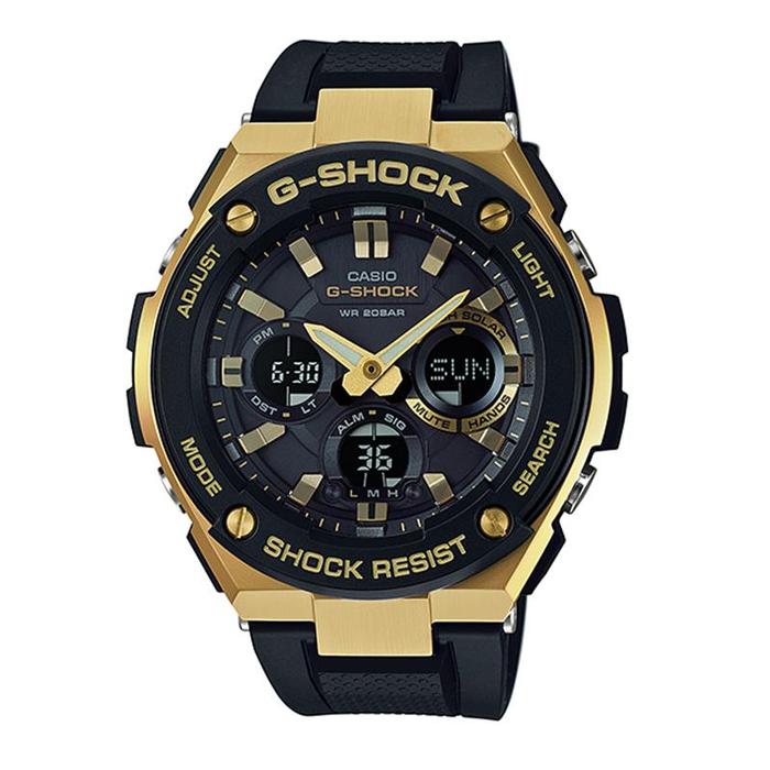JAM TANGAN PRIA CASIO G-SHOCK ORIGINAL G-STEEL ANALOG HITAM MOTIF GOLD RESIN GST-S100G-1A CASIO G SH