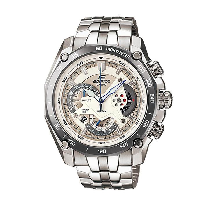 JAM TANGAN PRIA CASIO EDIFICE ORIGINAL CHRONOGRAPH ANALOG SILVER STAINLESS EF-550D-7A EDIFICE EF 550