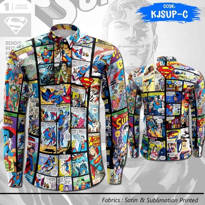 KEMEJA KOMIK SUPERMAN & BATMAN by Artlantis