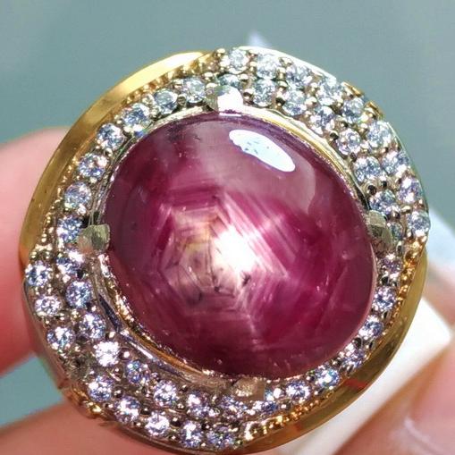 Batu Cincin Akik Rubi Star 6 Ray Asli