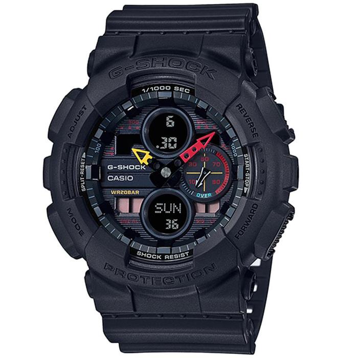 JAM TANGAN PRIA CASIO G-SHOCK ORIGINAL BLACK X NEON ANALOG DIGITAL BLACK RESIN GA-140BMC-1A CASIO G 