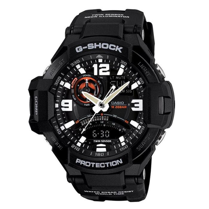 JAM TANGAN PRIA CASIO G-SHOCK ORIGINAL GRAVITYMASTER ANALOG DIGITAL HITAM KARET GA-1000-1A CASIO G S