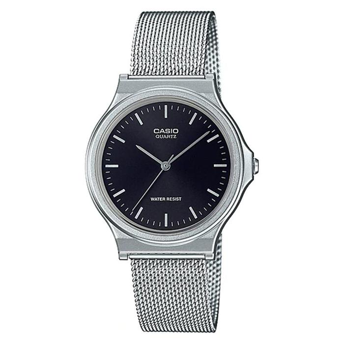JAM TANGAN PRIA WANITA CASIO ORIGINAL ANALOG SILVER BLACK STAINLESS MQ-24M-1E CASIO MQ 24M 1E CASIO 
