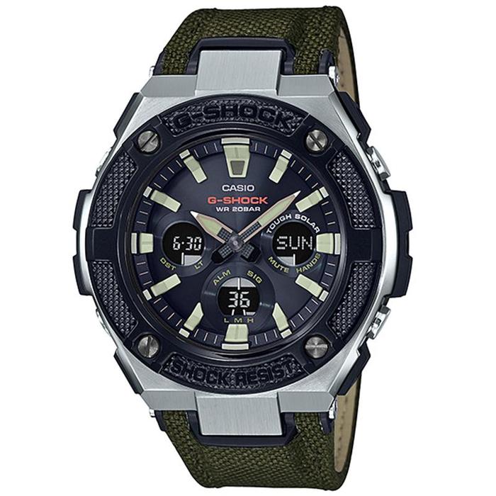 JAM TANGAN PRIA CASIO G-SHOCK ORIGINAL G-STEEL ANALOG DIGITAL HIJAU ARMY RESIN GST-S330AC-3A CASIO G