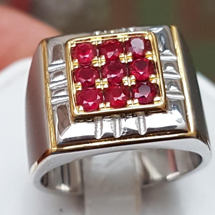 D131 cincin perak silver mata ruby rubi asli ring no 17 atau 7.75 mura