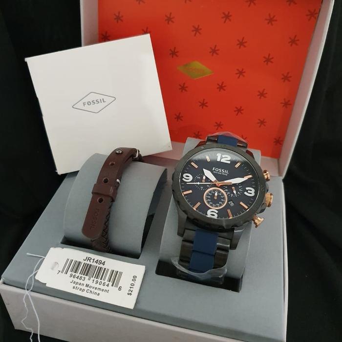 Jam Tangan Pria Merek Fossil JR 1494 & JR1494 Fullset 48mm Original