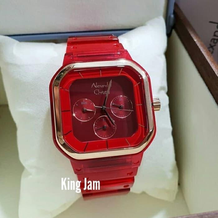 Jam Tangan Wanita Alexandre Christie AC 2811 Original Red Rubber