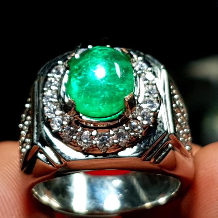 Natural Emerald Beryl |Colombia| Cabochon Plus Ring Micro Seting