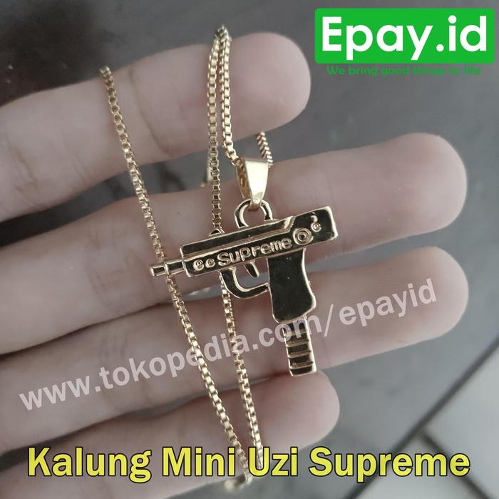 Kalung Mini Uzi SUPREME Necklace Hypebeast Hip Hop Gun Gold