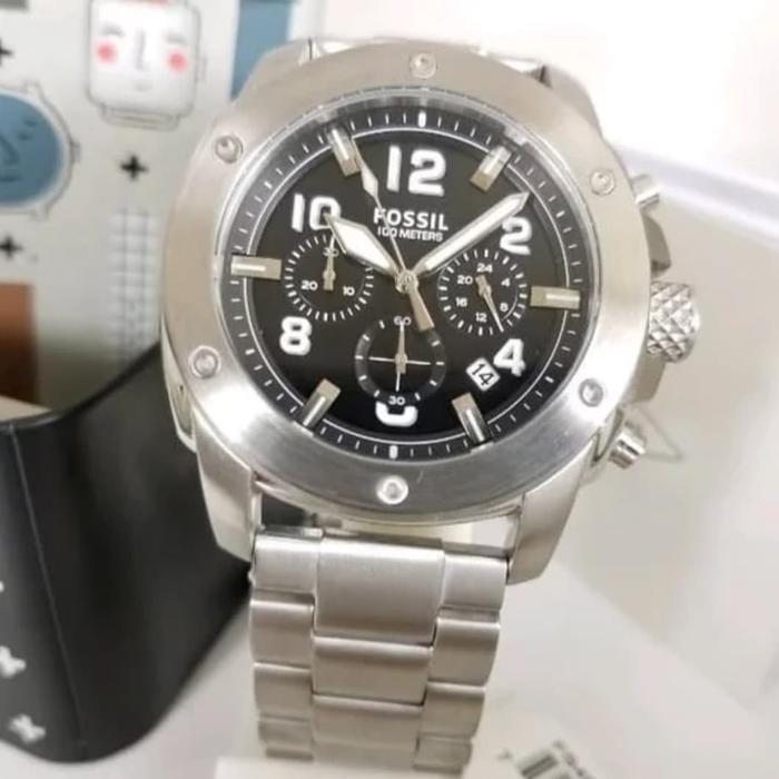 Fossil FS4926 & FS 4926 Silver Black 45mm Original Fullset