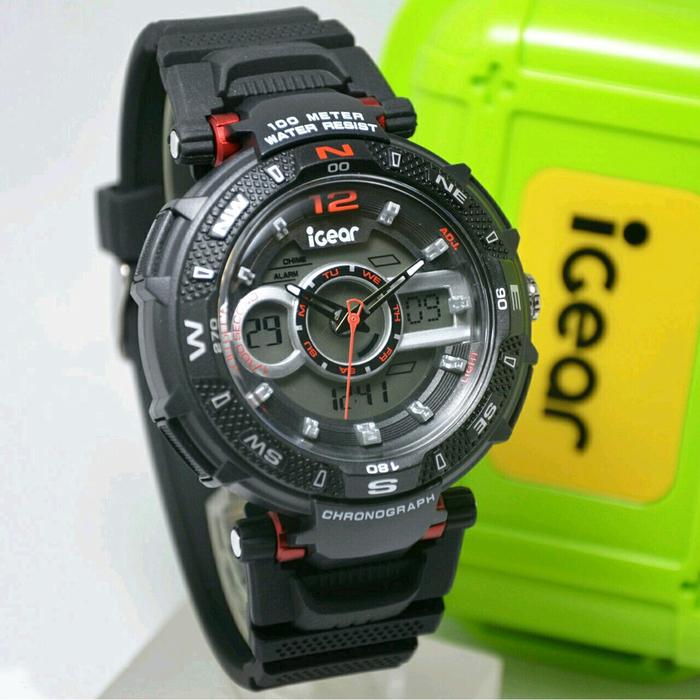 iGear Jam Tangan Sport Pria Murah I34-1968 - Dual Time - Rubber Strap