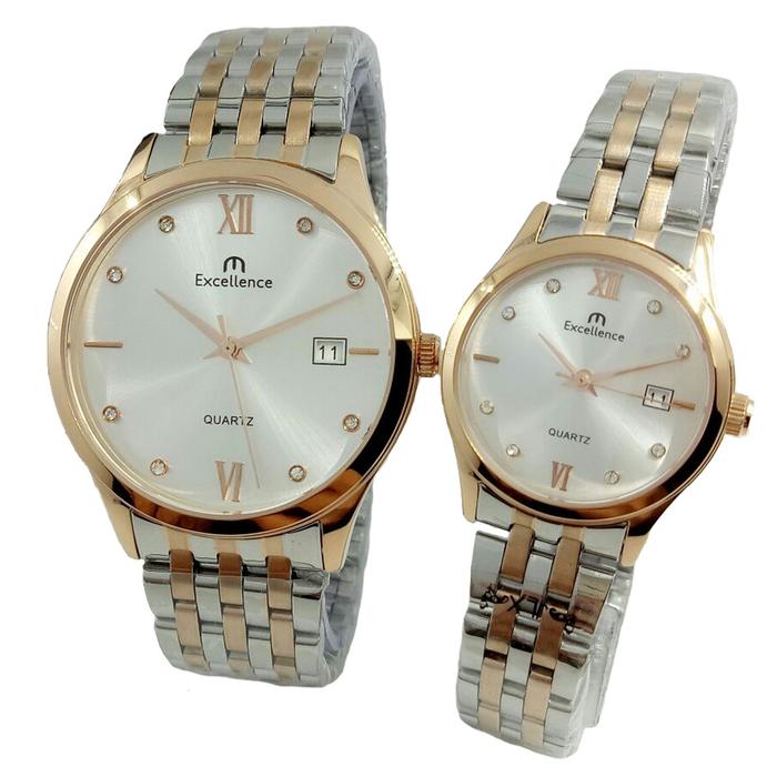 Excellence Jam Tangan Formal Couple 8108 - Quartz Analog Watch - Ori