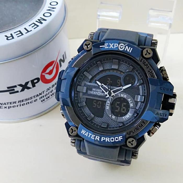 Exponi 3258 Jam Tangan Sport Pria Murah - Dual Time Movement - Army