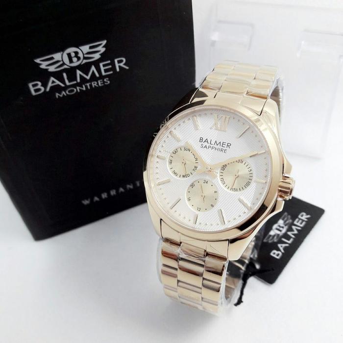 Balmer Jam Tangan Formal Wanita Murah 7968 Gold - All Stainless