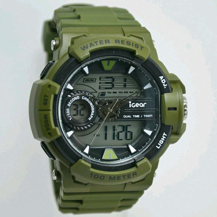 iGear Jam Tangan Sport Pria Murah I64-1998 - Tali Karet - Dual Time