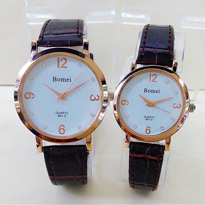 Bomei Jam Tangan Kasual Couple 601-5 - Leather Strap - Quartz Analog